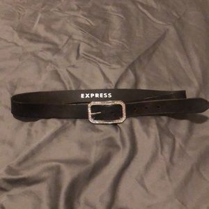 Black Express belt w/rhinestone buckle